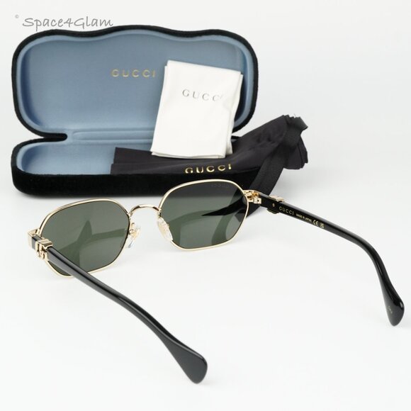 Gucci Women Sunglasses Gold Black Grey Geometric GG1593S 001 BRAND NEW main image 8